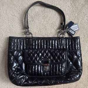 Coach Quilted Leather Shopper Tote - Black